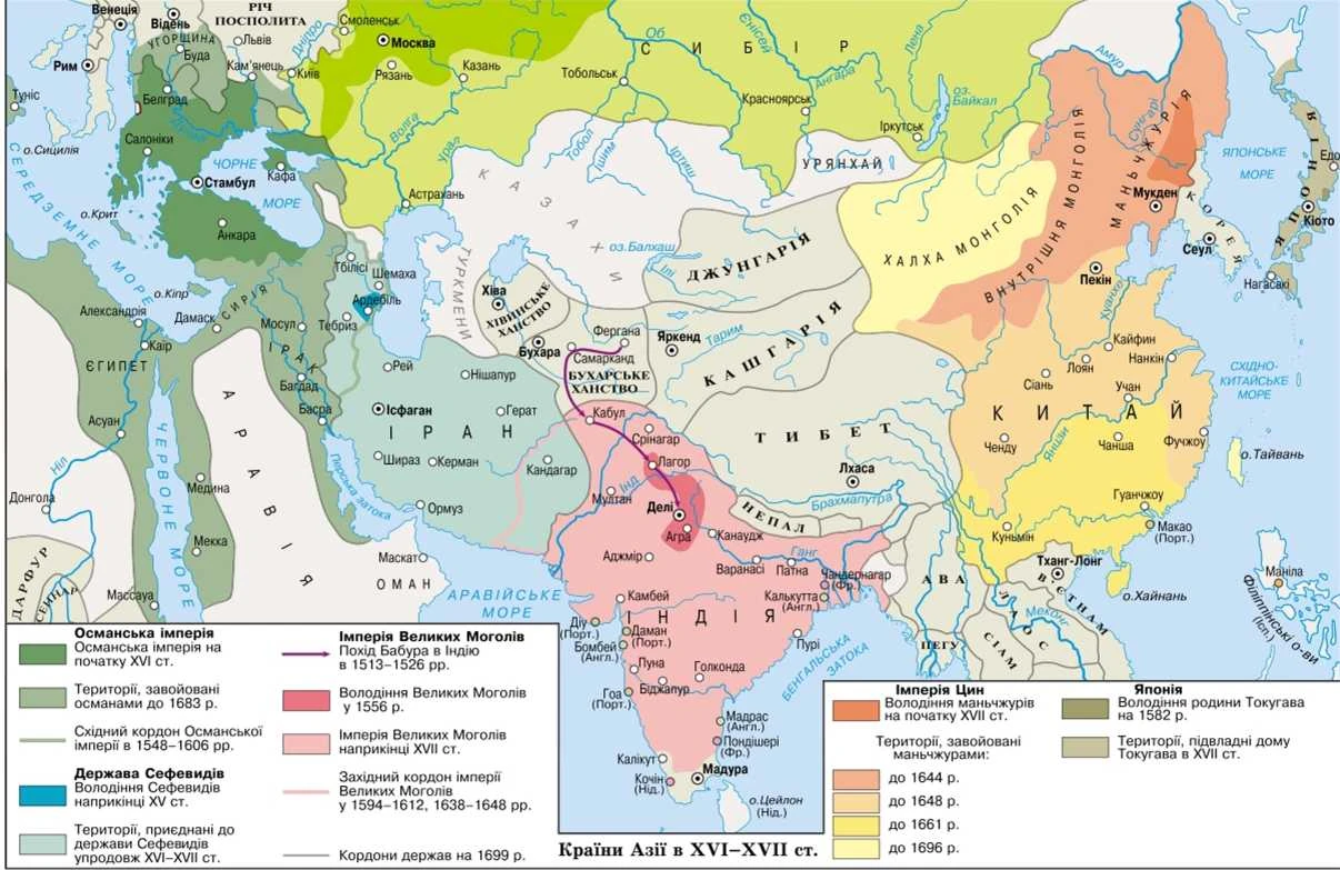 країни Азії в 16-17 століттях