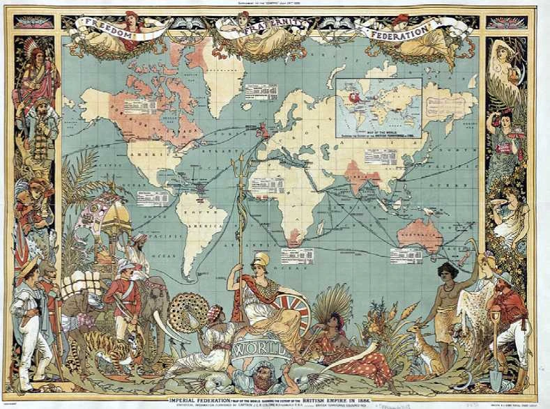 Карта світу, що демонструє територіальне зростання Британської імперії з 1786